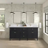 Lorelai 72" Double Vanity, Black Onyx w/ Single Hole 3 CM White Zeus Silestone Top & Backsplash