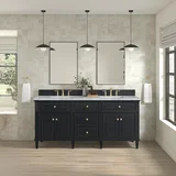 Lorelai 72" Double Vanity, Black Onyx w/ 3 CM Carrara White Marble Top