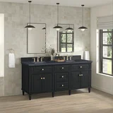 Lorelai 72" Double Vanity, Black Onyx w/ 3 CM Charcoal Soapstone Silestone Top