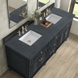 Lorelai 72" Double Vanity, Black Onyx w/ 3 CM Charcoal Soapstone Silestone Top