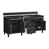 Lorelai 72" Double Vanity, Black Onyx w/ 3 CM Charcoal Soapstone Silestone Top