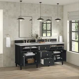 Lorelai 72" Double Vanity, Black Onyx w/ 3 CM Eternal Jasmine Pearl Silestone Top