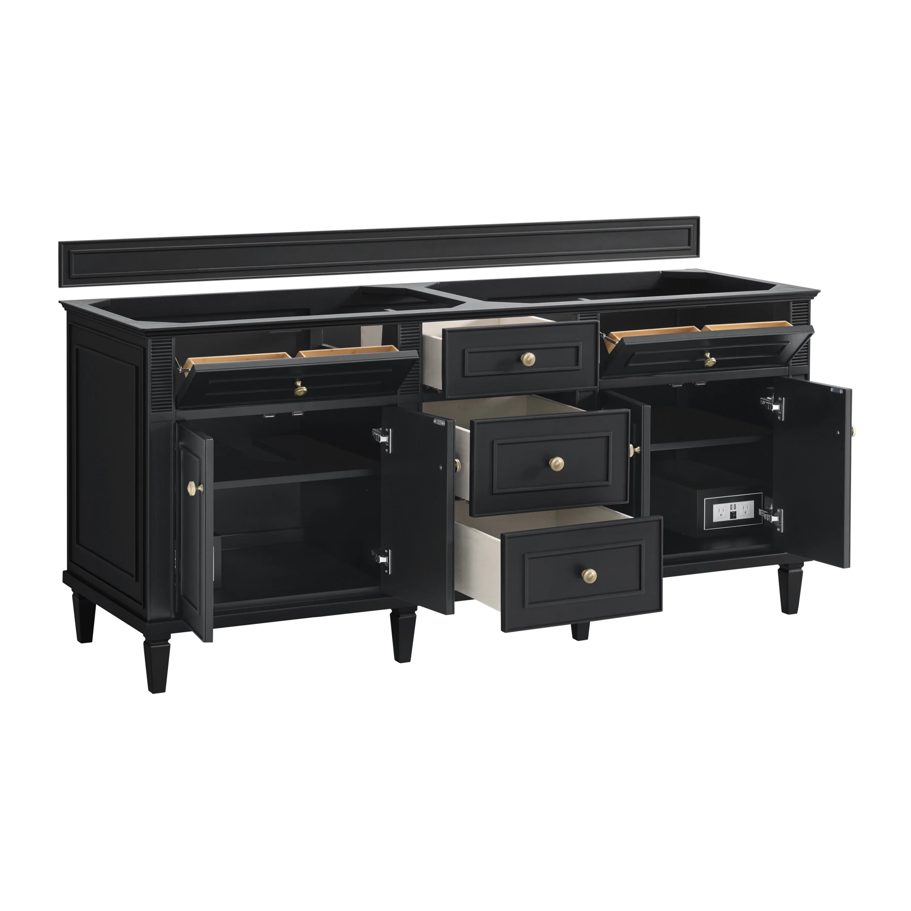 Lorelai 72" Double Vanity, Black Onyx w/ 3 CM Eternal Jasmine Pearl Silestone Top