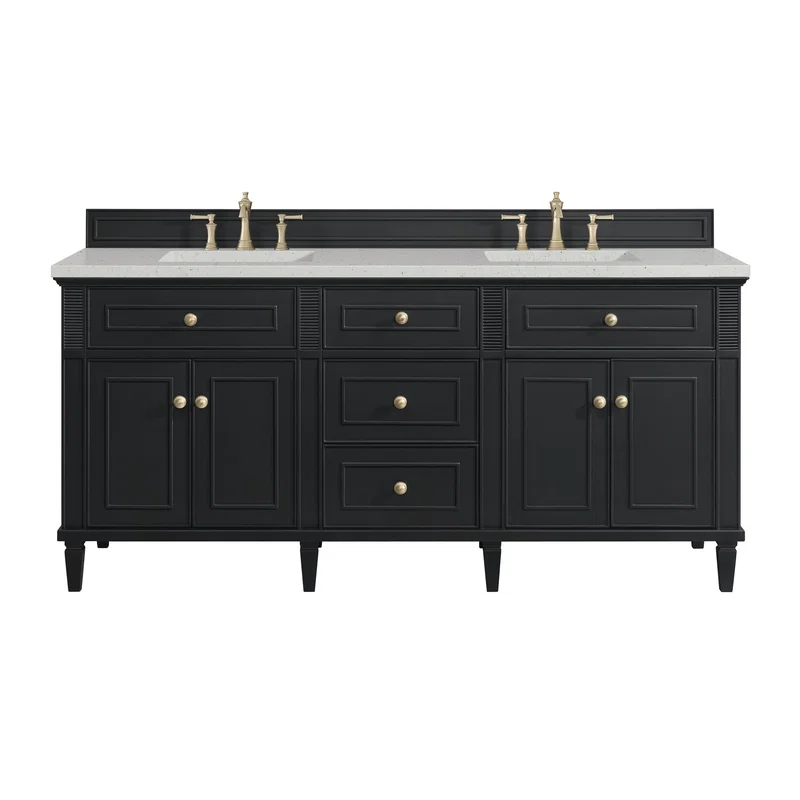 Lorelai 72" Double Vanity, Black Onyx w/ 3 CM Lime Delight Silestone Top