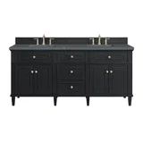 Lorelai 72" Double Vanity, Black Onyx w/ 3 CM Parisien Bleu Silestone Top