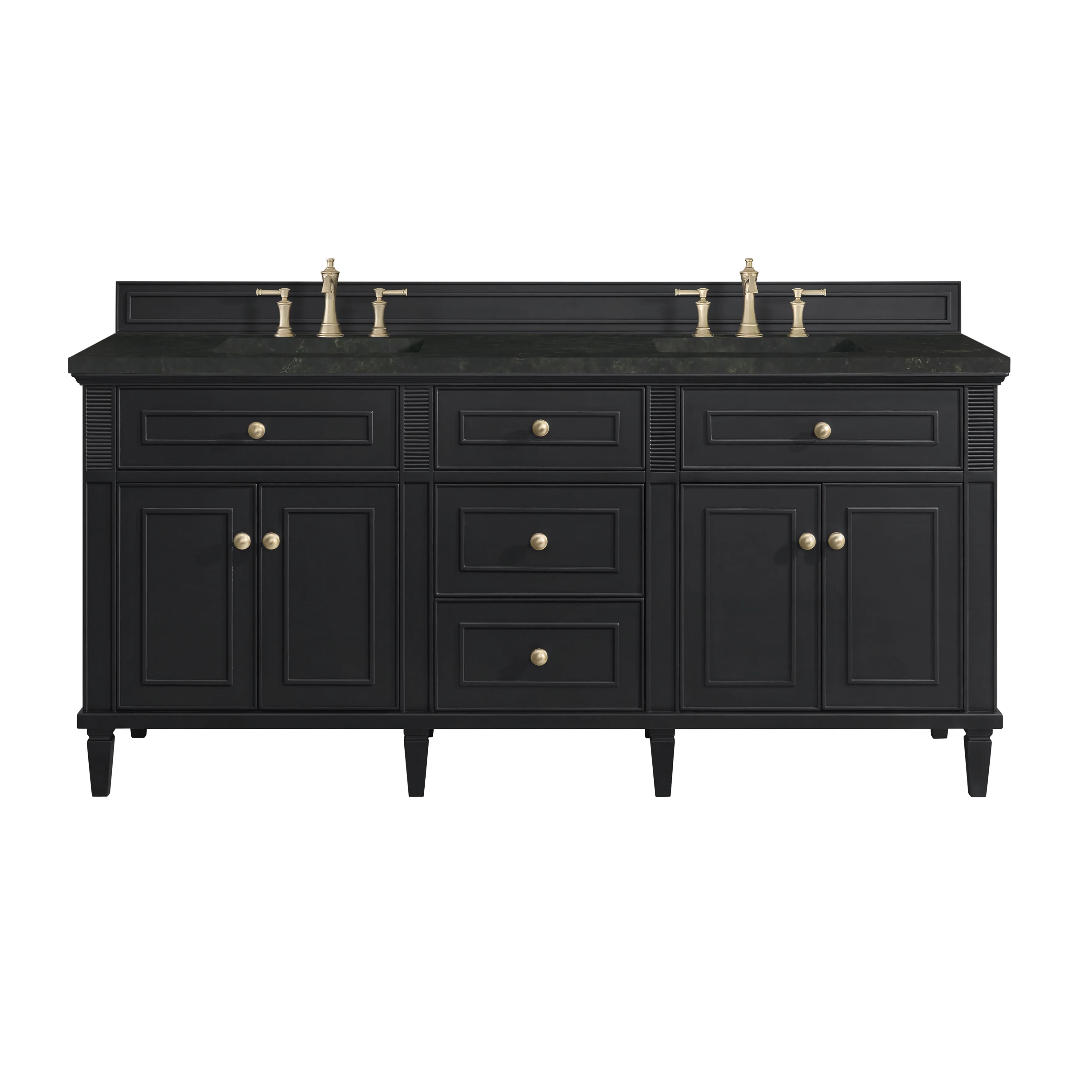 Lorelai 72" Double Vanity, Black Onyx, w/ 3 CM Phantome Eclos Top