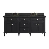Lorelai 72" Double Vanity, Black Onyx, w/ 3 CM Phantome Eclos Top