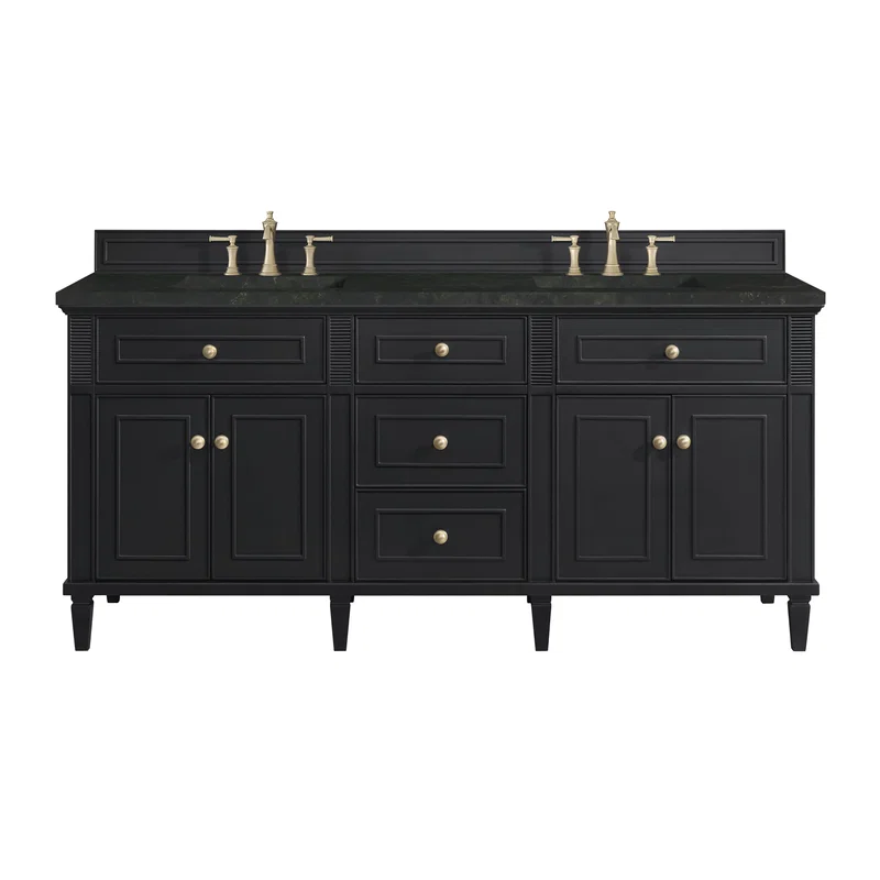 Lorelai 72" Double Vanity, Black Onyx, w/ 3 CM Phantome Eclos Top