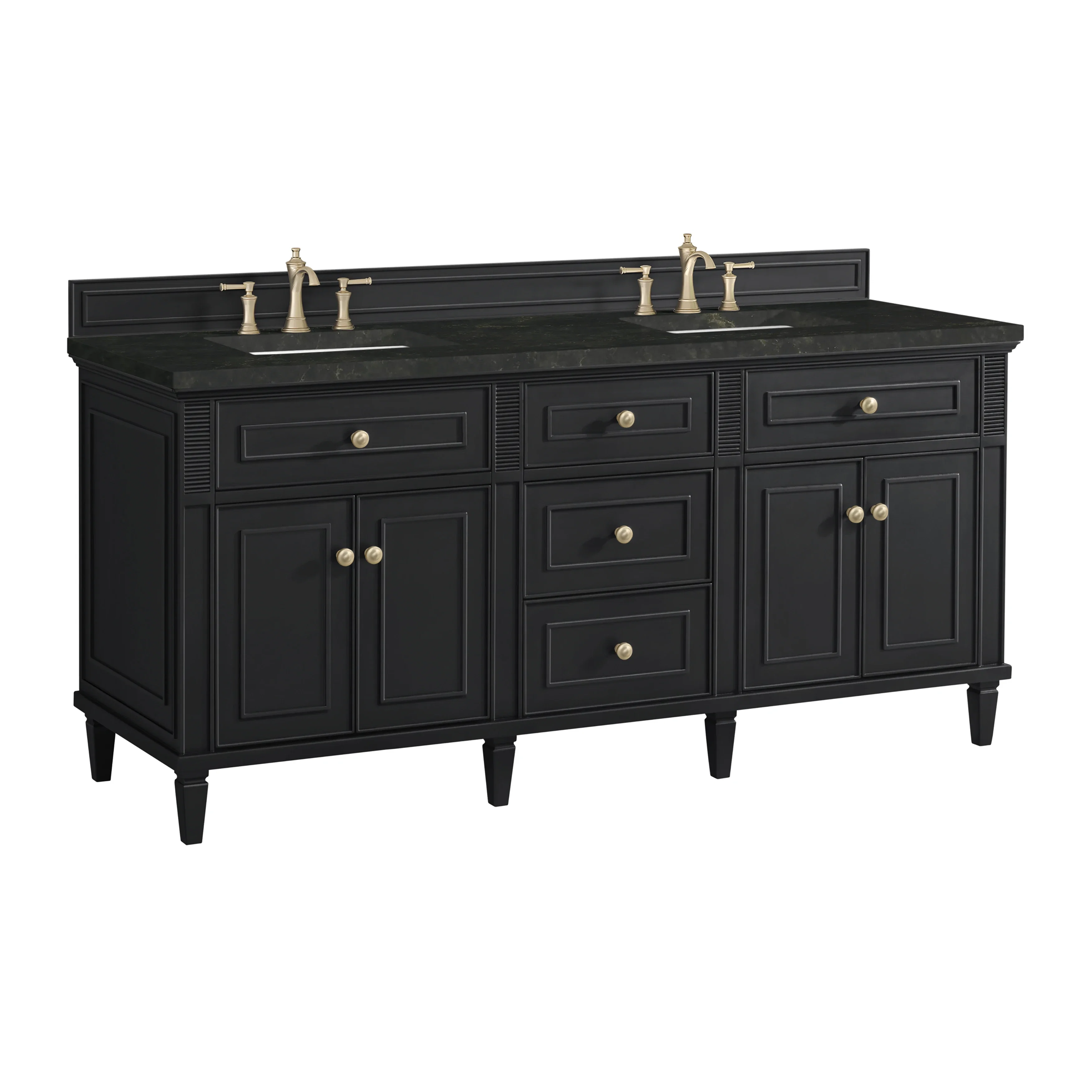 Lorelai 72" Double Vanity, Black Onyx, w/ 3 CM Phantome Eclos Top