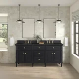 Lorelai 72" Double Vanity, Black Onyx, w/ 3 CM Phantome Eclos Top