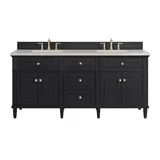 Lorelai 72" Double Vanity, Black Onyx, w/ 3 CM Siberian Silestone Top