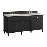 Lorelai 72" Double Vanity, Black Onyx, w/ 3 CM Siberian Silestone Top