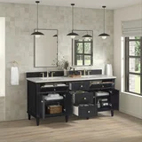 Lorelai 72" Double Vanity, Black Onyx, w/ 3 CM Siberian Silestone Top