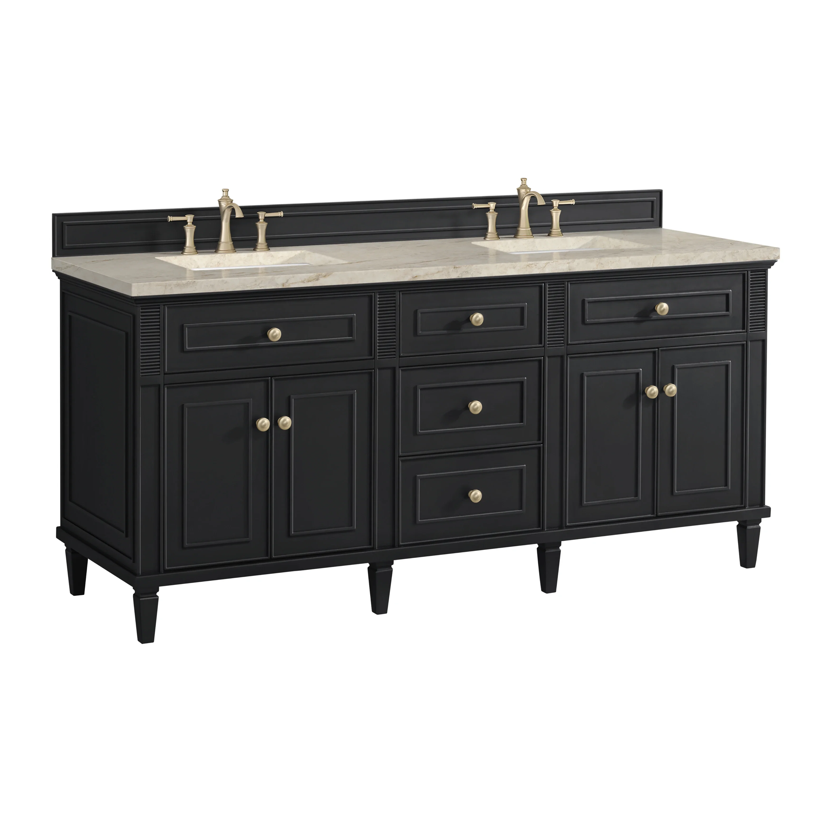 Lorelai 72" Double Vanity, Black Onyx, w/ 3 CM Tajnar Eclos Top