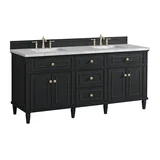 Lorelai 72" Double Vanity, Black Onyx w/ 3 CM Victorian Silver Silestone Top