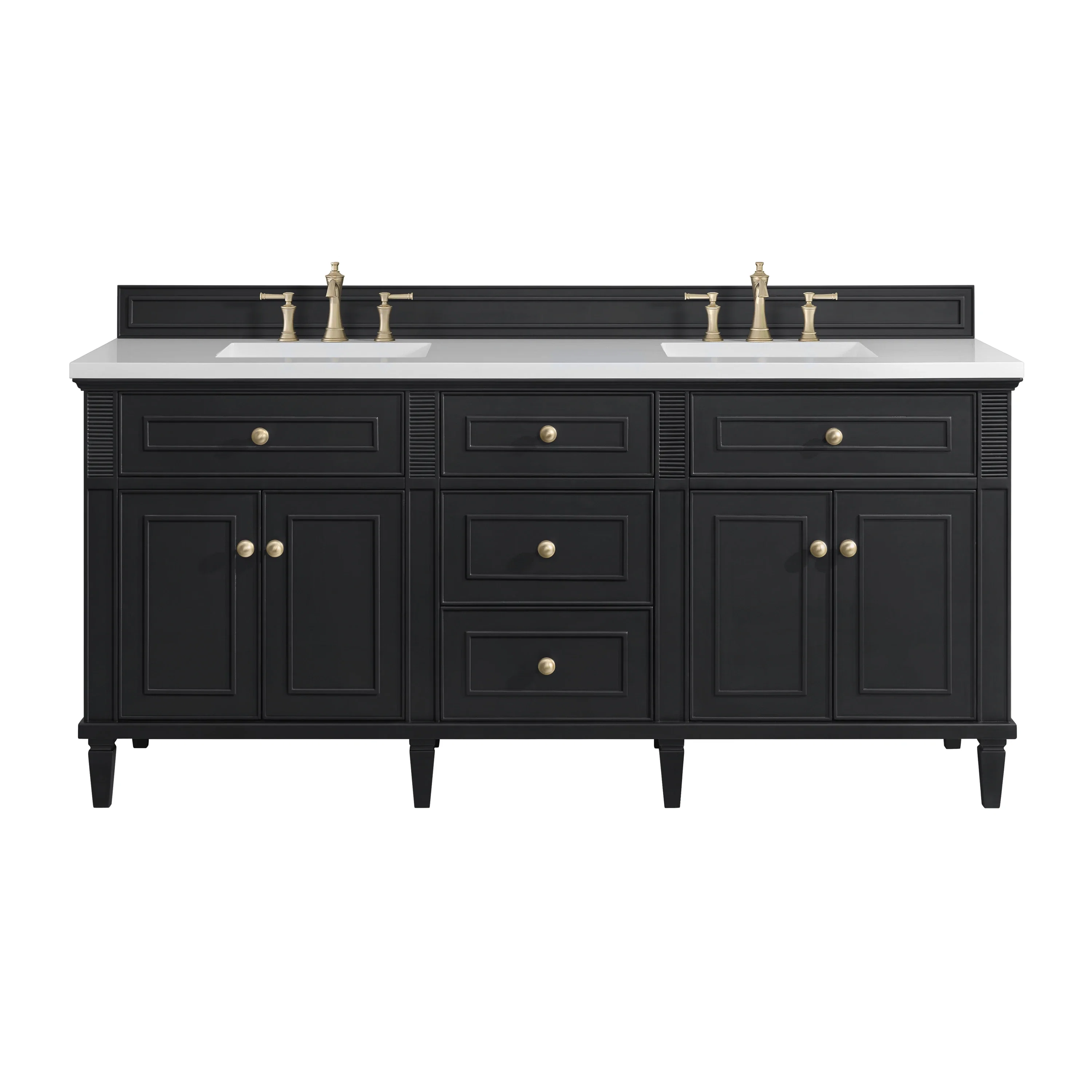 Lorelai 72" Double Vanity, Black Onyx w/ 3 CM White Zeus Silestone Top