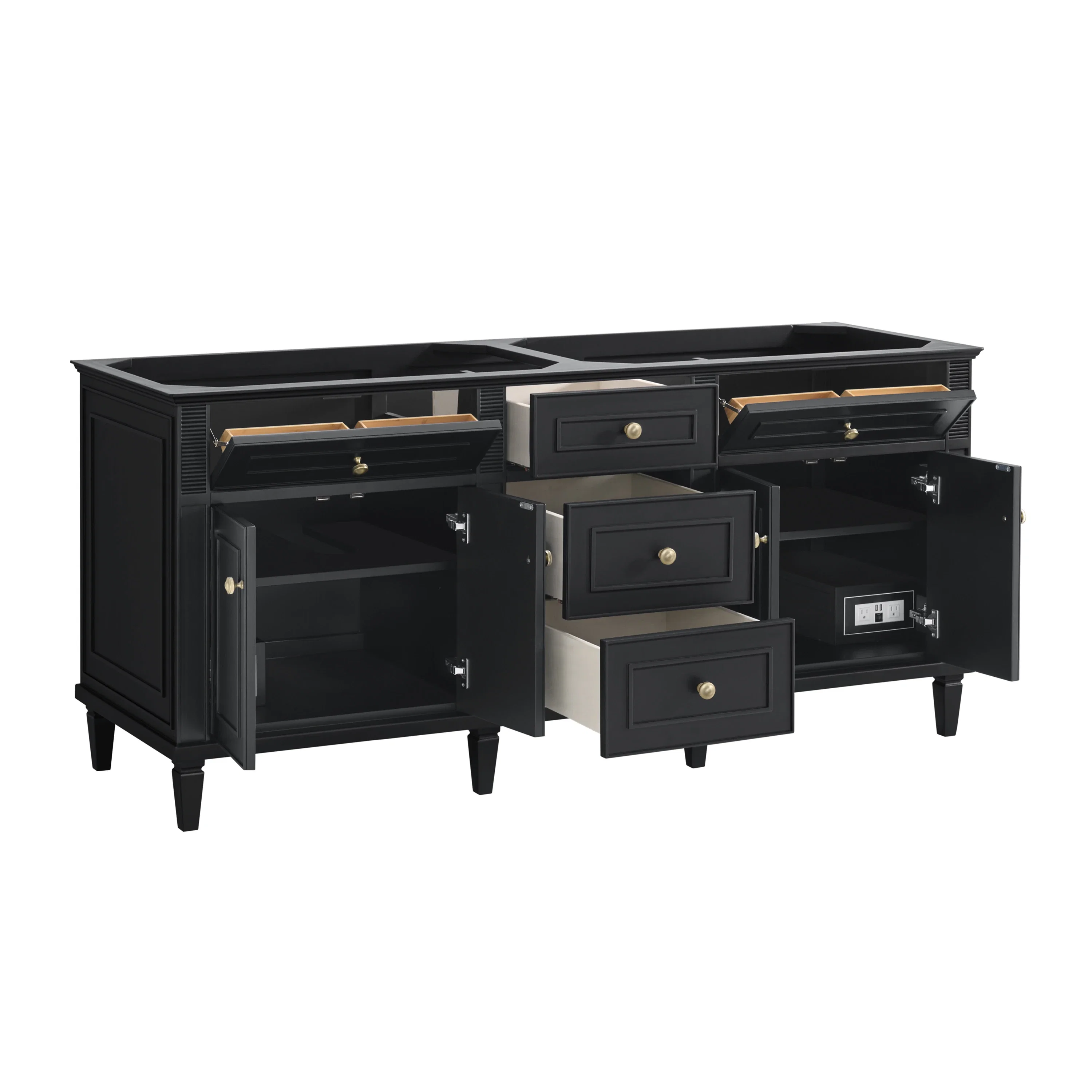 Lorelai 72" Double Vanity, Black Onyx w/ 3 CM White Zeus Silestone Top