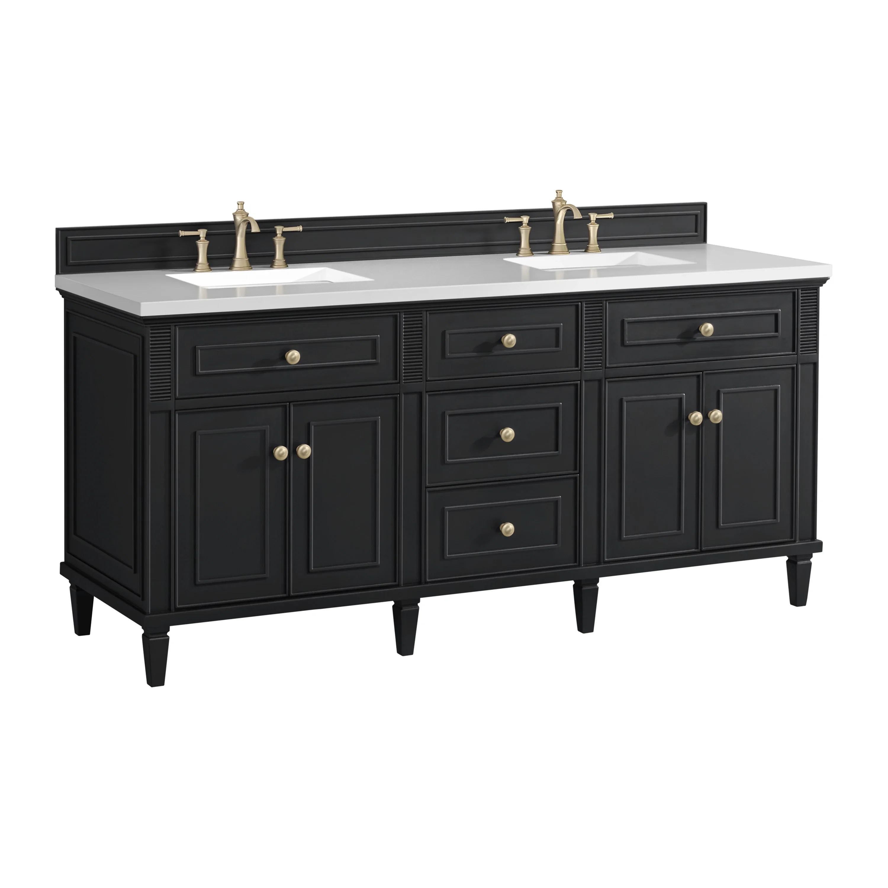 Lorelai 72" Double Vanity, Black Onyx w/ 3 CM White Zeus Silestone Top