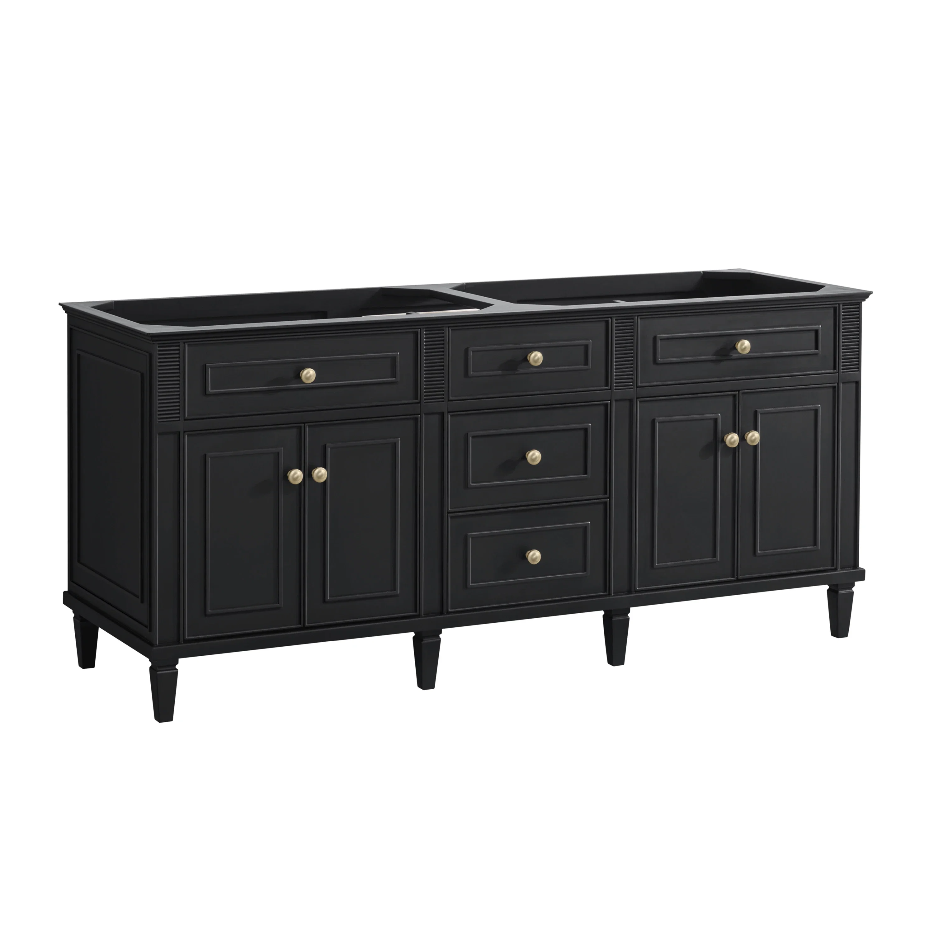 Lorelai 72" Double Vanity, Black Onyx w/ 3 CM White Zeus Silestone Top