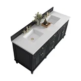 Lorelai 72" Double Vanity, Black Onyx w/ 3 CM White Zeus Silestone Top