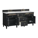 Lorelai 72" Double Vanity, Black Onyx w/ 3 CM White Zeus Silestone Top