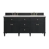Lorelai 72" Double Vanity, Black Onyx w/ 3 CM Eternal Jasmine Pearl Silestone Top w/FreePower Wireless Charger
