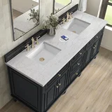 Lorelai 72" Double Vanity, Black Onyx w/ 3 CM Eternal Jasmine Pearl Silestone Top w/FreePower Wireless Charger