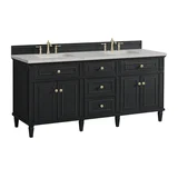 Lorelai 72" Double Vanity, Black Onyx w/ 3 CM Eternal Jasmine Pearl Silestone Top w/FreePower Wireless Charger