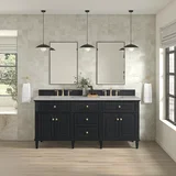 Lorelai 72" Double Vanity, Black Onyx w/ 3 CM Eternal Jasmine Pearl Silestone Top w/FreePower Wireless Charger