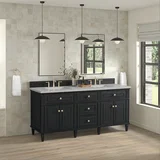Lorelai 72" Double Vanity, Black Onyx w/ 3 CM Eternal Jasmine Pearl Silestone Top w/FreePower Wireless Charger