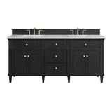 Lorelai 72" Double Vanity, Black Onyx w/ 3 CM Ethereal Noctis Silestone Top w/FreePower Wireless Charger