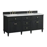 Lorelai 72" Double Vanity, Black Onyx w/ 3 CM Ethereal Noctis Silestone Top w/FreePower Wireless Charger