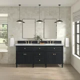 Lorelai 72" Double Vanity, Black Onyx w/ 3 CM Ethereal Noctis Silestone Top w/FreePower Wireless Charger