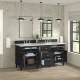Lorelai 72" Double Vanity, Black Onyx w/ 3 CM Ethereal Noctis Silestone Top w/FreePower Wireless Charger