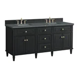 Lorelai 72" Double Vanity, Black Onyx w/ 3 CM Parisien Bleu Silestone Top w/FreePower Wireless Charger