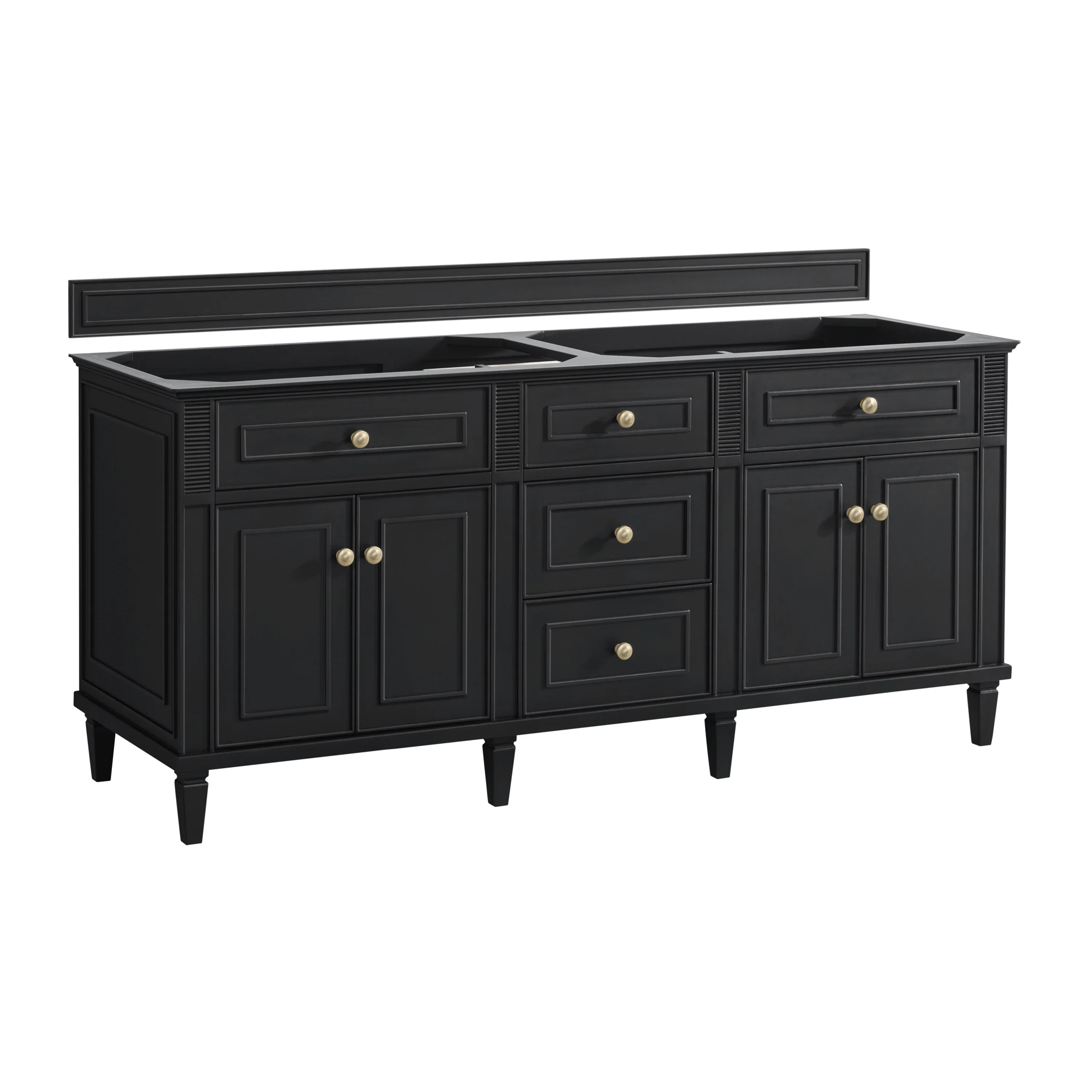 Lorelai 72" Double Vanity, Black Onyx w/ 3 CM Parisien Bleu Silestone Top w/FreePower Wireless Charger