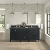 Lorelai 72" Double Vanity, Black Onyx w/ 3 CM Parisien Bleu Silestone Top w/FreePower Wireless Charger