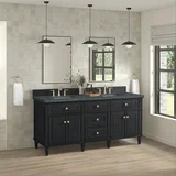 Lorelai 72" Double Vanity, Black Onyx w/ 3 CM Parisien Bleu Silestone Top w/FreePower Wireless Charger