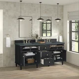 Lorelai 72" Double Vanity, Black Onyx w/ 3 CM Parisien Bleu Silestone Top w/FreePower Wireless Charger