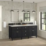 Lorelai 72" Double Vanity, Black Onyx, w/ 3 CM Siberian Silestone Top w/FreePower Wireless Charger