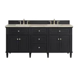 Lorelai 72" Double Vanity, Black Onyx, w/ 3 CM Tajnar Eclos Top w/FreePower Wireless Charger