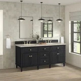 Lorelai 72" Double Vanity, Black Onyx, w/ 3 CM Tajnar Eclos Top w/FreePower Wireless Charger