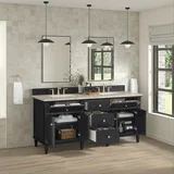Lorelai 72" Double Vanity, Black Onyx, w/ 3 CM Tajnar Eclos Top w/FreePower Wireless Charger