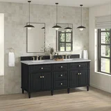 Lorelai 72" Double Vanity, Black Onyx w/ 3 CM Victorian Silver Silestone Top w/FreePower Wireless Charger