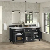 Lorelai 72" Double Vanity, Black Onyx w/ 3 CM Victorian Silver Silestone Top w/FreePower Wireless Charger