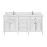 Lorelai 72" Double Vanity, Bright White w/ Single Hole 3 CM White Zeus Silestone Top & Backsplash