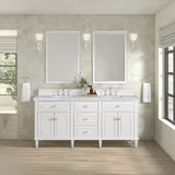 Lorelai 72" Double Vanity, Bright White w/ 3 CM Carrara White Marble Top