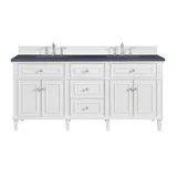 Lorelai 72" Double Vanity, Bright White w/ 3 CM Charcoal Soapstone Silestone Top