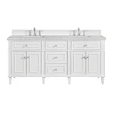Lorelai 72" Double Vanity, Bright White w/ 3 CM Eternal Jasmine Pearl Silestone Top