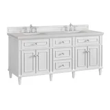 Lorelai 72" Double Vanity, Bright White w/ 3 CM Eternal Jasmine Pearl Silestone Top